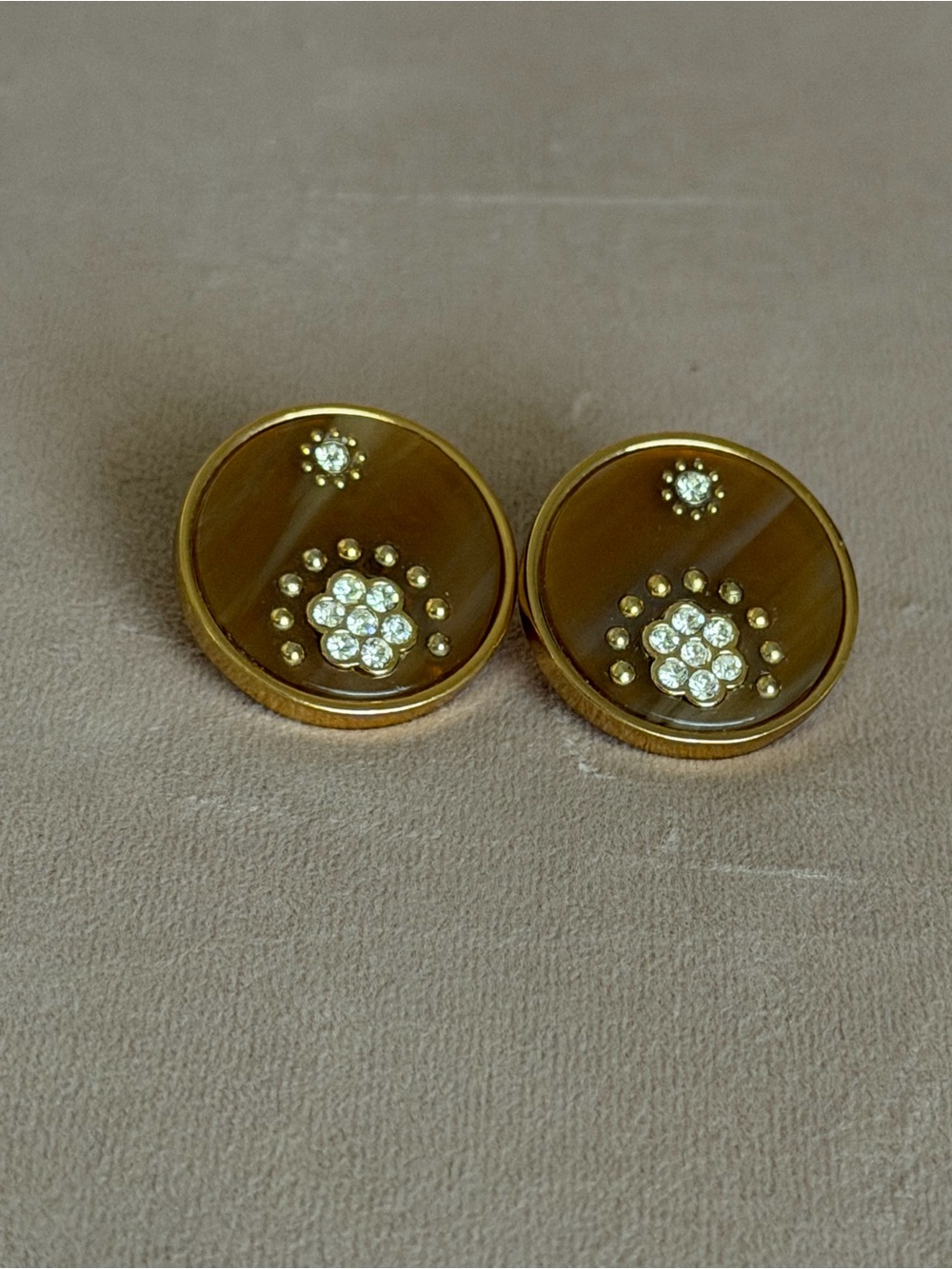 kate spade gold-tone brown round crystal stud earrings - Picture 8 of 11